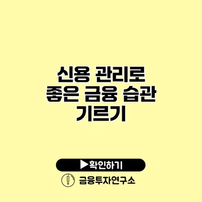 신용 관리로 좋은 금융 습관 기르기