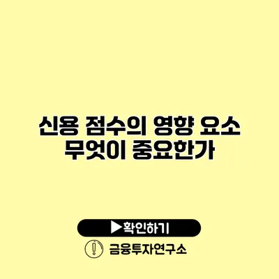 신용 점수의 영향 요소 무엇이 중요한가?