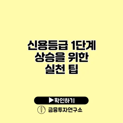 신용등급 1단계 상승을 위한 실천 팁