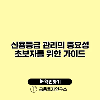 신용등급 관리의 중요성 초보자를 위한 가이드