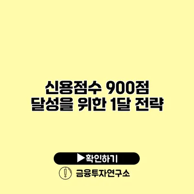 신용점수 900점 달성을 위한 1달 전략