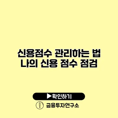 신용점수 관리하는 법 나의 신용 점수 점검