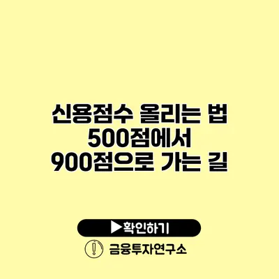 신용점수 올리는 법 500점에서 900점으로 가는 길