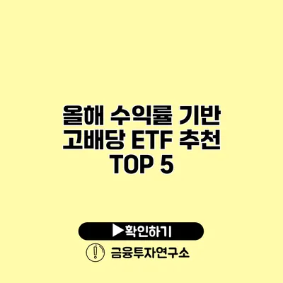 올해 수익률 기반 고배당 ETF 추천 TOP 5