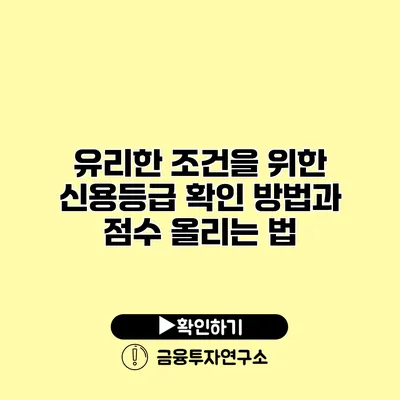 유리한 조건을 위한 신용등급 확인 방법과 점수 올리는 법