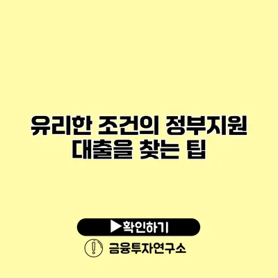 유리한 조건의 정부지원 대출을 찾는 팁