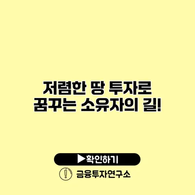 저렴한 땅 투자로 꿈꾸는 소유자의 길!