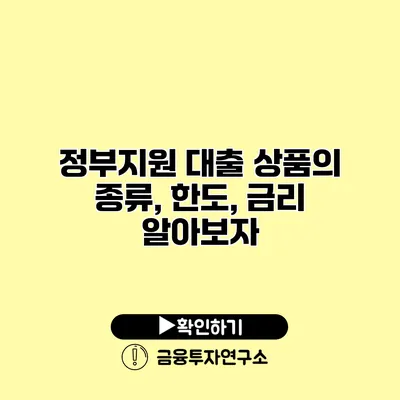 정부지원 대출 상품의 종류, 한도, 금리 알아보자