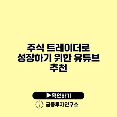 주식 트레이더로 성장하기 위한 유튜브 추천