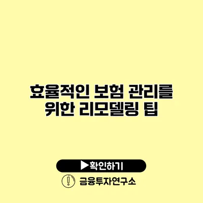 효율적인 보험 관리를 위한 리모델링 팁