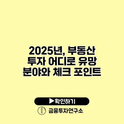 2025년, 부동산 투자 어디로? 유망 분야와 체크 포인트