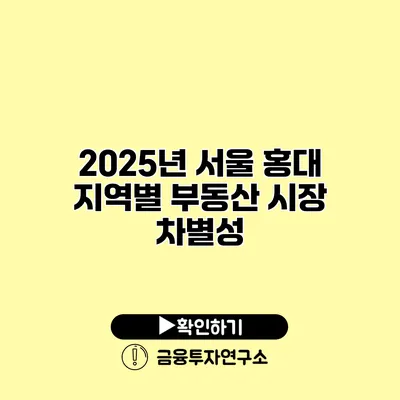 2025년 서울 홍대 지역별 부동산 시장 차별성