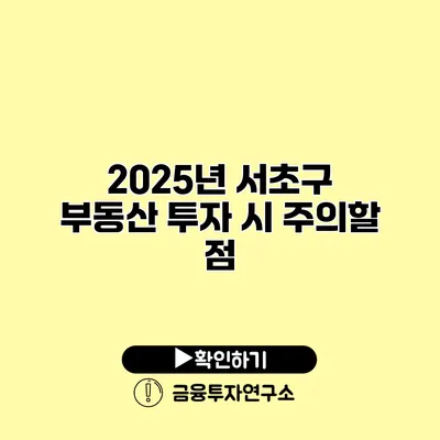 2025년 서초구 부동산 투자 시 주의할 점 2025년 서초구 부동산 투자 시 주의할 점