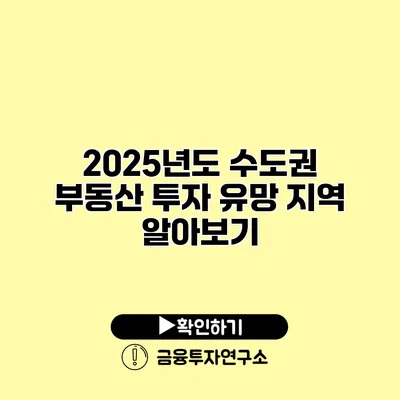 2025년도 수도권 부동산 투자 유망 지역 알아보기