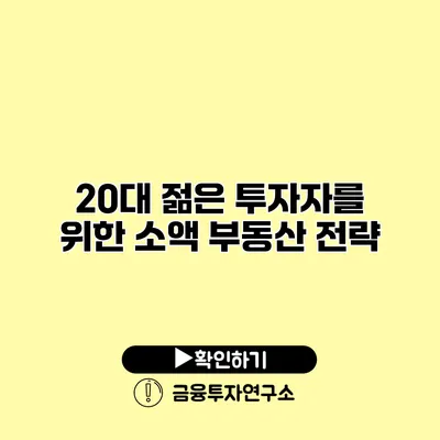 20대 젊은 투자자를 위한 소액 부동산 전략