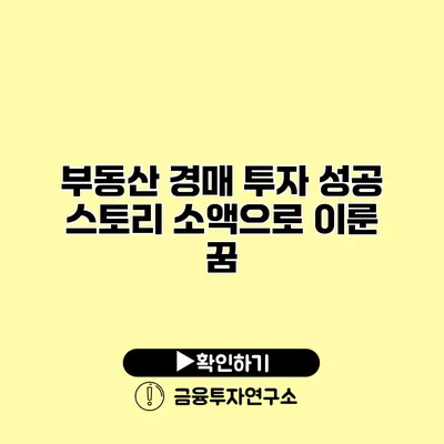 부동산 경매 투자 성공 스토리 소액으로 이룬 꿈