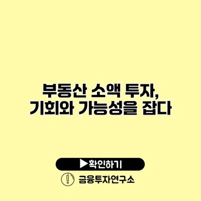 부동산 소액 투자, 기회와 가능성을 잡다