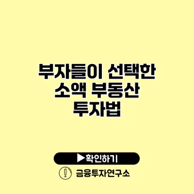 부자들이 선택한 소액 부동산 투자법