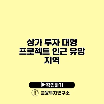 상가 투자 대형 프로젝트 인근 유망 지역