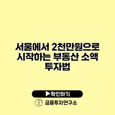 서울에서 2천만원으로 시작하는 부동산 소액 투자법