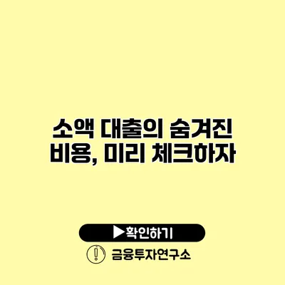 소액 대출의 숨겨진 비용, 미리 체크하자