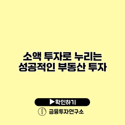 소액 투자로 누리는 성공적인 부동산 투자