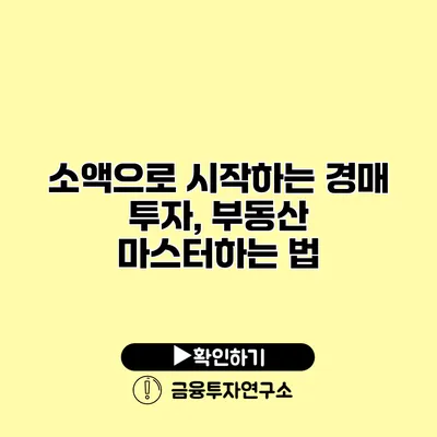 소액으로 시작하는 경매 투자, 부동산 마스터하는 법