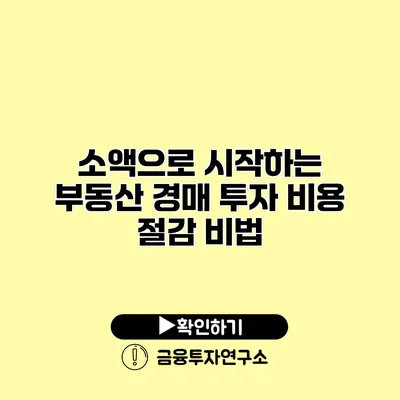 소액으로 시작하는 부동산 경매 투자 비용 절감 비법
