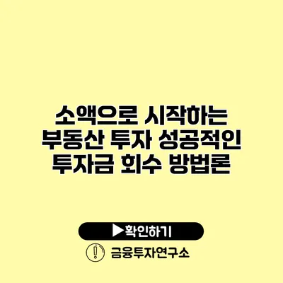소액으로 시작하는 부동산 투자 성공적인 투자금 회수 방법론 소액으로 시작하는 부동산 투자 성공적인 투자금 회수 방법론