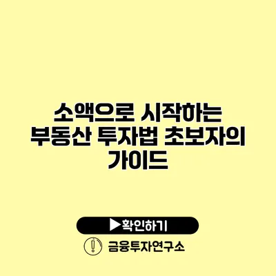 소액으로 시작하는 부동산 투자법 초보자의 가이드