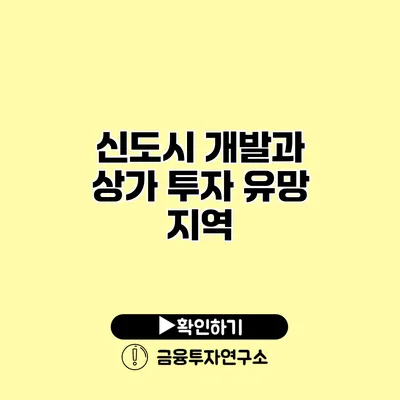 신도시 개발과 상가 투자 유망 지역