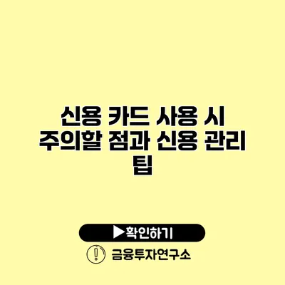 신용 카드 사용 시 주의할 점과 신용 관리 팁