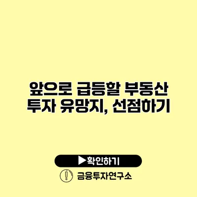 앞으로 급등할 부동산 투자 유망지, 선점하기
