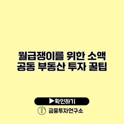 월급쟁이를 위한 소액 공동 부동산 투자 꿀팁