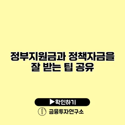정부지원금과 정책자금을 잘 받는 팁 공유