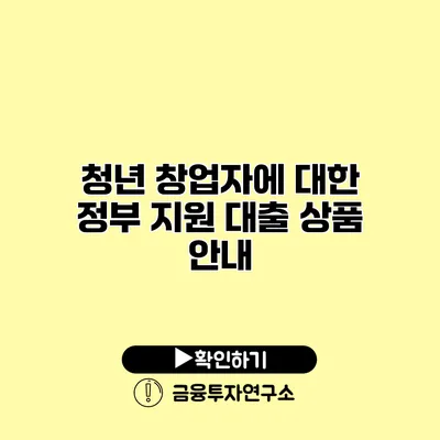 청년 창업자에 대한 정부 지원 대출 상품 안내