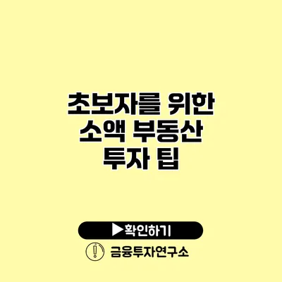초보자를 위한 소액 부동산 투자 팁