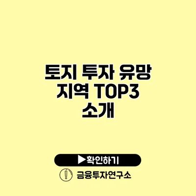 토지 투자 유망 지역 TOP3 소개