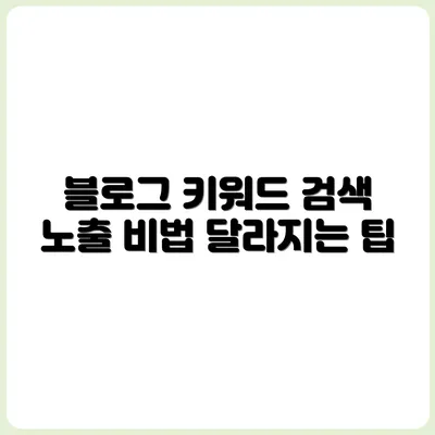 검색 노출되는 블로그 키워드는 이렇게 다르다 검색 노출되는 블로그 키워드는 이렇게 다르다